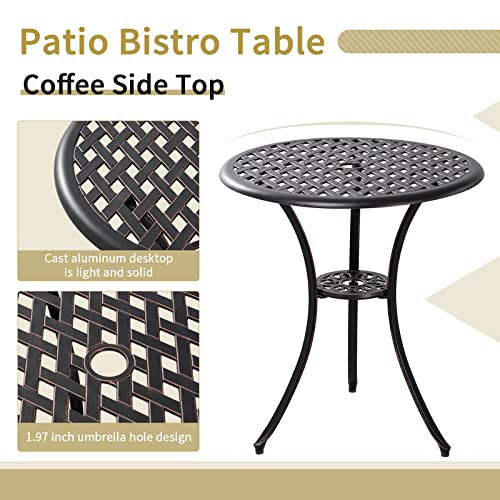 Withniture 3 Piece Patio Bistro Set Outdoor Bistro Table Set Anti Rust Bistro Table and Chairs w/Umbrella Hole, Durable Patio Set for Porch, Balcony