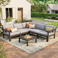 Stoog 6-Piece Patio Sectional Sofa Set, Modular Outdoor Furniture Set - All-Weather Waterproof HIPS Frame & Quick-Dry Olefin Cushions, Black
