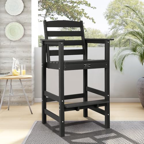 FUNBERRY Bar Height Outdoor Chair, Tall Adirondack Chair, All Weather HDPE Outdoor Bar Chairs for Bistro Patio Balcony