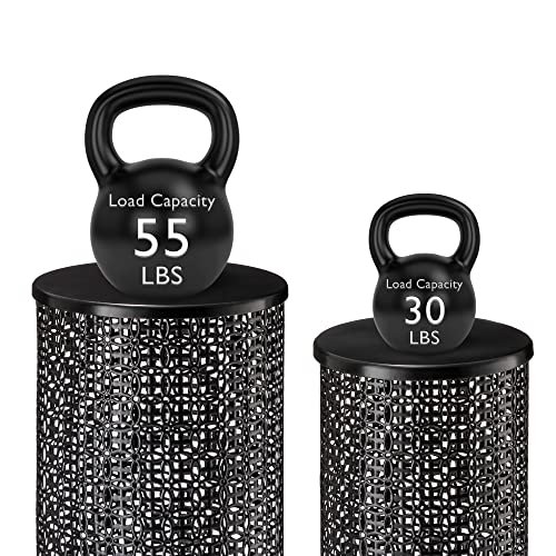Glitzhome Outdoor Side Table Set of 2, Decorative Garden Stool for Patio Heavy Duty Metal Frame Accent Table Modern End Table, Glossy Black