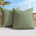MIULEE Outdoor Texture Throw Pillow Covers Waterproof Pack of 2 Spring Decorative Woven Farmhouse Cushion Covers for Patio Garden Balcony Porch Tent Bench Sofa,18x18 Inch Green