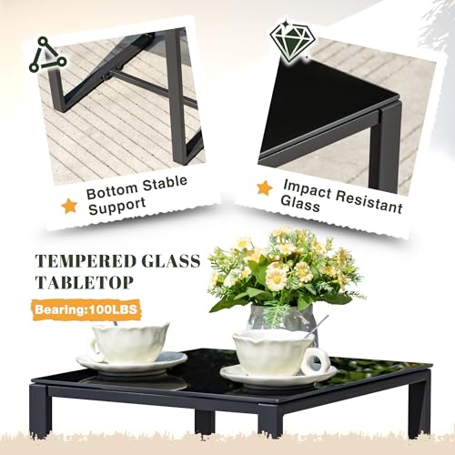 Devoko Resin Patio Furniture Set 3 Piece All Weather Outdoor Rocking Chairs with Cushions and Coffee Table for Bistro Balcony Porch (Gray)