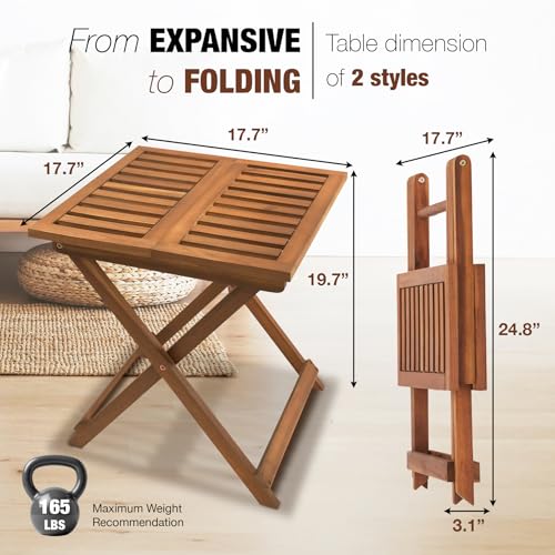 GREEN ALLUVIUM Folding Wooden Side Table – Premium Portable Foldable Table for Outdoor & Indoor Use, Patio, Camping & Small Spaces – Perfect with Adirondack Chairs – Golden Teak Finish