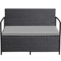 Greesum Patio Loveseat PE Rattan Wicker Outdoor Furniture with Soft Cushions & Built-in Storage Space for Lawn Garden Backyard, Black