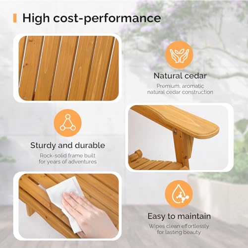VINGLI Folding Adirondack Chairs Set of 4, Wood Adirondack Chair for Outdoor, Foldable Fire Pit Chairs for Patio, BBQ, Porch, Yard, Pool