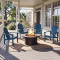 SERWALL Stackable Modern Adirondack Chairs Set of 4, HDPE Outdoor Patio Chairs with Space-Saving Design, All-Weather Fire Pit Chairs with Widened Seat for Deck, Backyard, Garden, Lawn (Blue)