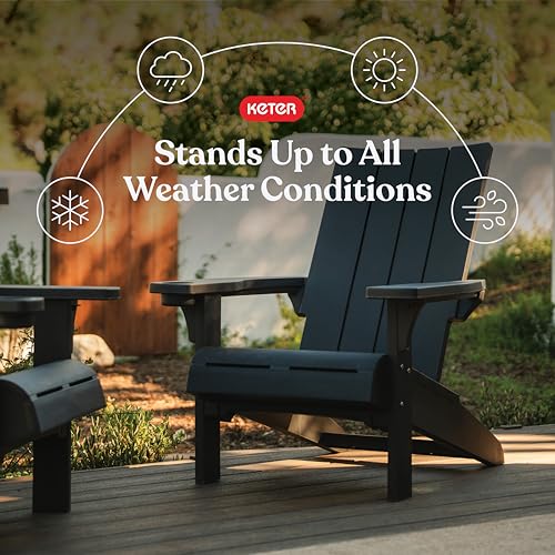 Keter Modern Adirondack Chair – Made in the USA, Weather‑Resistant Resin Outdoor Patio Chair, Sleek Contemporary Design, Durable All‑Weather Seating for Deck, Lawn & Backyard – Graphite