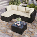 Aoxun Patio Furniture Set 5-Piece, Outdoor Sectional Sofas with Washable Cushion, Wicker Rattan Patio Conversation Sets for Backyard Porch and Poolside