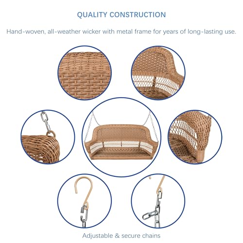 Resin Wicker Porch Swing, Honey