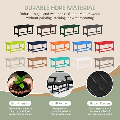 WestinTrends Malibu Outdoor Coffee Table, 35" x 17.5" All Weather Poly Lumber Patio Adirondack Coffee Table for Garden Lawn Porch Balcony, Black