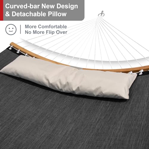 Mansion Home Double Hammock with Stand, Quick Dry Hammock with 12FT Stand for Outside, Poolside, 450 Lbs Capacity, Dark Grey