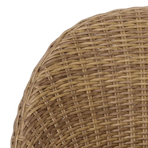 SAFAVIEH Outdoor Patio Furniture Collection – Drew Natural Rattan Swivel Barrel Chair with Taupe Cushion (PAT7543A)