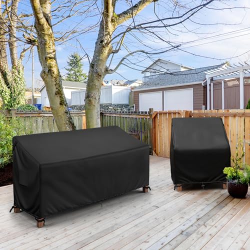 MR. COVER 3-Seater Outdoor Couch Cover Waterproof, 80 Inch Patio Furniture Cover for Sofa, Heavy Duty Polyester & Double-Stitched Seams, Classic Black