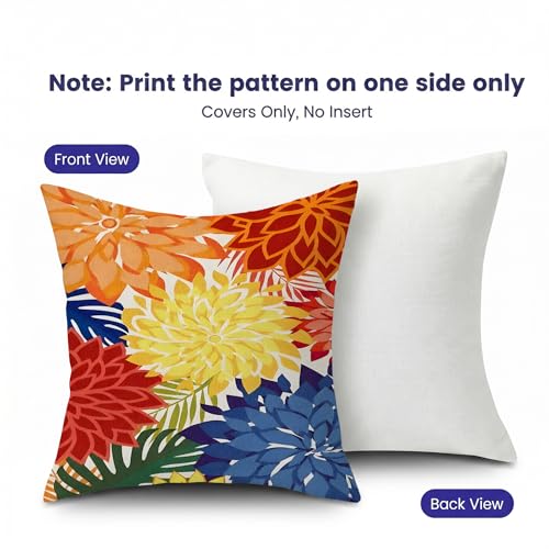 mellicoma Waterproof Outdoor Pillow Covers 18x18 Pack of 2 Vibrant Floral Collage Throw Outdoor Pillows for Garden Funiture Patio Home