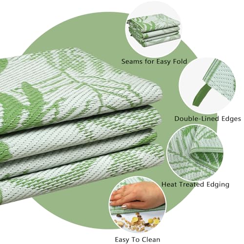 Falflor Outdoor Rug Waterproof 6x9 ft, Reversible Outdoor Plastic Straw Rug, Large Outdoor Carpet Patio Rug for RV Camping, Indoor Outdoor Rug Mat for Porch Deck Backyard Balcony Picnic Beach