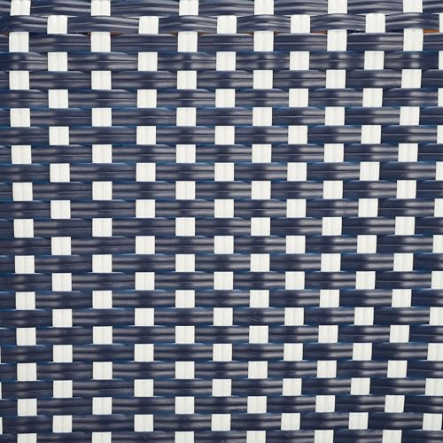 SAFAVIEH Outdoor - California Armchair Set of 2 - Navy & White - Faux Wicker & Aluminum Frame - Woven Bistro Design with Arms - Ideal for Patio, Sunroom, Dining Area, 17.3" Seat Height (PAT7531E-SET2)