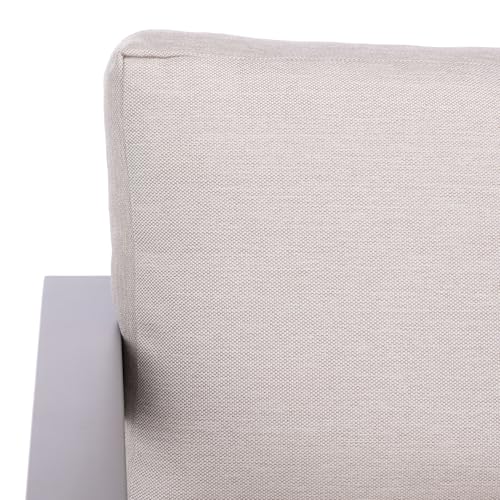 SAFAVIEH Couture Outdoor Patio Furniture Collection - Donaldo Accent Chair, Dark Grey Aluminum Frame with Beige Cushions, Fully Assembled (CPT4010A)