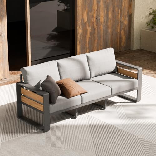 ZANDOR Aluminum Outdoor Patio Furniture-1 Pcs 3-Seat,Dark Gray