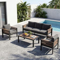 SUNYRISY Aluminum Outdoor Patio Furniture Set with Coffee Table, 4 Piece Outdoor Conversation Sets with Thick Cushions, Oversized Sectional Sofa Couch Set for Porch, Deck, Yard, Pool