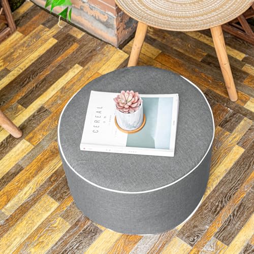 AbunHeri Outdoor Ottoman Outdoor Ottomans for Patio 20x12 Inches Modern Lightweight Foam Stuffed Pouf Outdoor Footstool Footrest Foot Stool Waterproof (Gray)