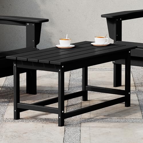 WestinTrends Malibu Outdoor Coffee Table, 35" x 17.5" All Weather Poly Lumber Patio Adirondack Coffee Table for Garden Lawn Porch Balcony, Black