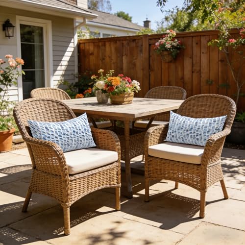 LVTXIII Outdoor Lumbar Pillow Covers ONLY, Patio Decorative, Fluffy Fade-Resistant Cushion Cases for Home Balcony and Garden, 12x20 Inch, Pack of 2, Pebble Blue