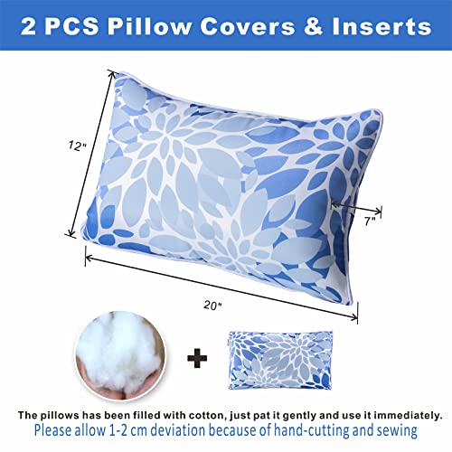 JMKaixin Pack of 2 Patio Lumbar Pillows, 12”x20” Fade Resistant Outdoor Waterproof Lumbar Pillow with Inners, Decorative Garden Lumbar Cushions for Home Patio Terrace Sofa Use
