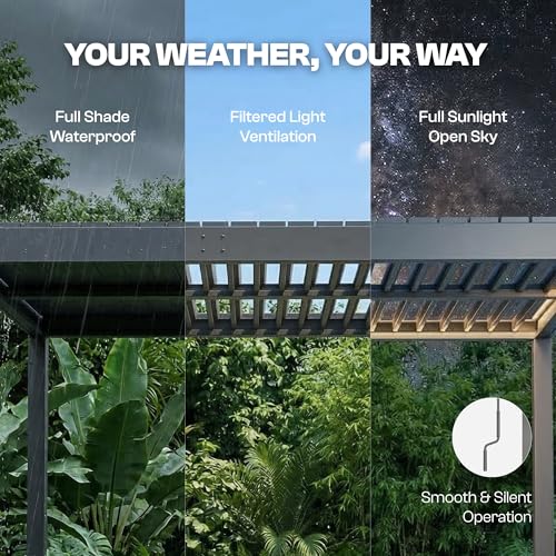 Patio Kingdom 10' x 13' Louvered Pergola Outdoor Aluminum Pergola Kit with Adjustable Roof, All-Weather Metal Gazebo with Drainage System for Patio, Deck, Garden and Backyard Shade, Gray