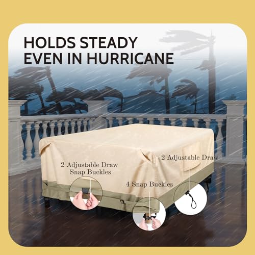 COSFLY Heavy-Duty Waterproof Patio Furniture Cover for Outdoor Table and Chairs Set - Fits 108L x 82W inch, 600D Oxford Fabric Ultimate Weatherproof Rectangular Cover with Adjustable Straps