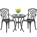 Withniture 3 Piece Patio Bistro Set Outdoor Bistro Table Set Anti Rust Bistro Table and Chairs w/Umbrella Hole, Durable Patio Set for Porch, Balcony
