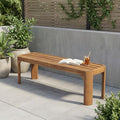 Christopher Knight Home Outdoor Acacia Wood Bench 57.25", Patio Bench Seating for 2-3 People, Solid Wood Garden Bench with Slatted Seat for Patio Deck Backyard Entryway, Teak