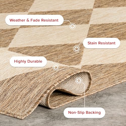 nuLOOM Outdoor Performance Collection Sabina Trellis Brown/Ivory, 8' x 10', Soft and Cozy, High Traffic, Stain Resistant, Easy Clean, Durable Area Rug for Indoor/Outdoor Patio, Deck, Porch, Garden