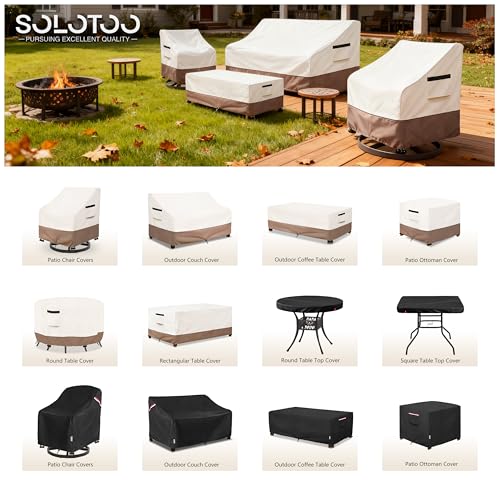 SoloToo Patio Chair Covers Waterproof Heavy Duty Patio Furniture Covers, 33W x 35D x 36H Inches Swivel Outdoor Chair Cover 2 Pack (Beige)