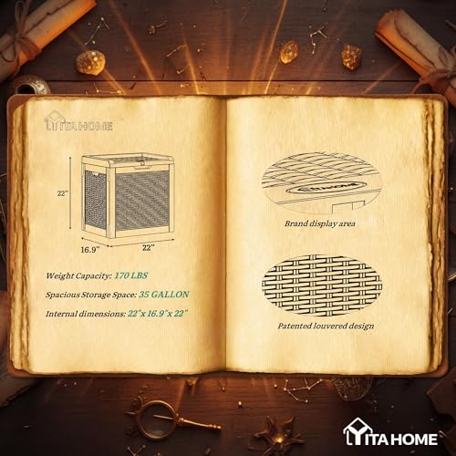 YITAHOME 35 Gallon Outdoor Deck Box, Lockable Waterproof Storage Box, Resin Storage Bin for Patio Cushions, Gardening Tools, UV Resistant, Brown