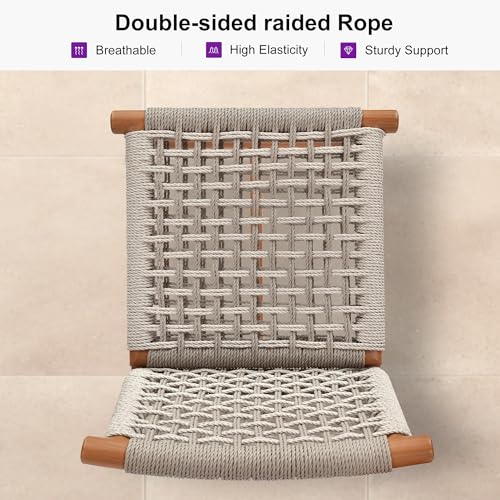 PURPLE LEAF Outdoor Counter Height Stools Set of 4 Aluminum Wicker Bar Stool with Back for Backyard Pool Lawn Kitchen Patio Metal Barstool Chairs Teak