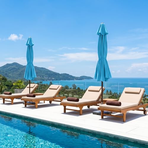 ABCCANOPY 9ft Scalloped Patio Umbrella, Outdoor Table Umbrella with Tilt and Crank, Fiberglass Ribs Deck Umbrella for Patio, Pool, Garden, Picnic (Turquoise)