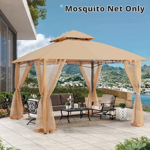 MASTERCANOPY Patio Gazebo Mosquito Netting Screen Walls ONLY (10x10, Beige)