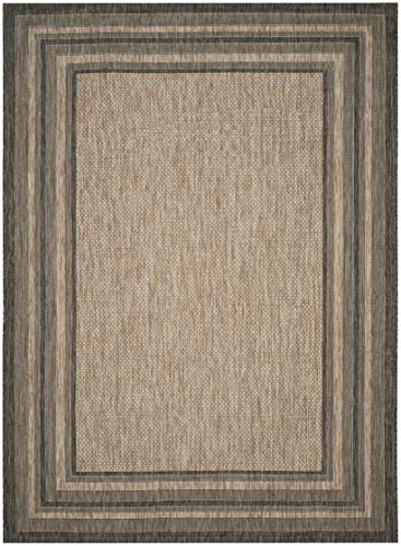 SAFAVIEH Courtyard Collection 9' x 12' Natural / Black CY8475 Indoor/ Outdoor Waterproof Easy-Cleaning Patio Backyard Mudroom Area-Rug