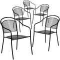 Flash Furniture Commercial Grade Black Indoor-Outdoor Steel Patio Arm Chair with Round Back