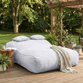 Christopher Knight Home Lemoore Giant Bean Bag Chair for Adults and Kids, Two-seat Bean Bag Sofa with Headrest Pillow, Outdoor Comfy Reading Chair, Patio Lounge Sofa for Poolside Garden, Gray