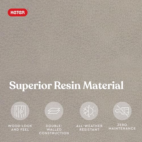 Keter Marvel Plus 71 Gallon Resin Outdoor Storage Box for Patio Furniture Cushions, Throw Pillows, Garden Tools and Pool Floats, Beige