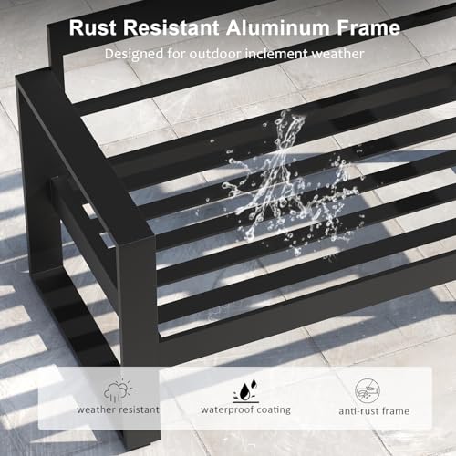 LayinSun 5 Pieces Aluminum Outdoor Patio Furniture Set, Metal Modern Conversation Sofa Set with Coffee Table and Washable Thick Cushions for Porch, Backyard, Deck