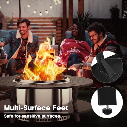 Uniflasy 48" Fire Pit Surround Tabletop for Solo Stove Yukon, Bonfire & Tiki, Portable Protective Barrier Equal Width Design with Firewood Storage Shelf for Safety & Extra Space, Outdoor FirePit Table