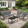 Kozyard 4-Piece Outdoor Patio Furniture Set with Textilene Chairs, Metal Conversation Set, Tempered Glass Coffee Table, Powder-Coated Steel Frame for Garden, Poolside, Backyard Gray