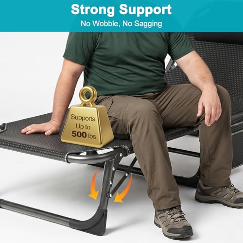 ABORON Chaise Lounge Chair,5 Positions Padded Outdoor Tanning Chair,Heavy Duty Portable Lounge Chair for Outdoor Sunbathing Patio Pool Lawn Deck Poolside,Support up to 440 Lbs