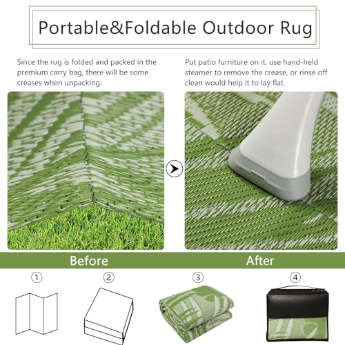 famibay 6x9 Outdoor Rug Waterproof Patio Rug Tropical Outdoor Plastic Straw Rug All Weather RV Rugs for Outside Camping Rugs Lightweight Portable Outdoor Carpet Mats for Patio Deck RV Camper