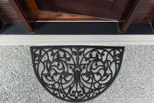 DII Rubber Doormats Collection All Weather, 24x36, Wrought Iron Half Round