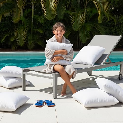 Utopia Bedding Outdoor Pillow Inserts 18 x 18 Inches (Pack of 2, White), Water Resistant Garden Throw Pillows for Patio and Porch Furniture