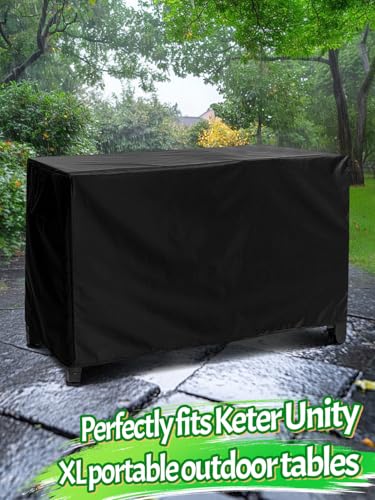 PAMASE Outdoor Dining Grill Cart Cover - 54"L*23"W*35"H, Compatible with Keter Unity XL Portable Cabinet Bar, Heavy Duty Waterproof BBQ Food Prep Table Serving Worktable Metal Movable Station
