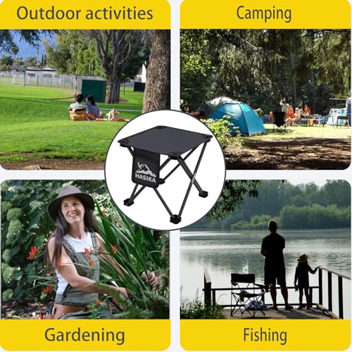 HASIKA Collapsible Stool Foot Rest 2 Pack Folding Stool Portable Outdoor Ottoman 400lbs Strong Support Camping Stool for Travel Gardening Fishing Hiking BBQ